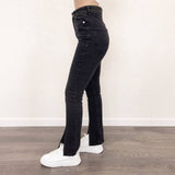 High Waist Slit Black Jeans