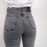 High Waist Skinny Bottom Ripped Jeans